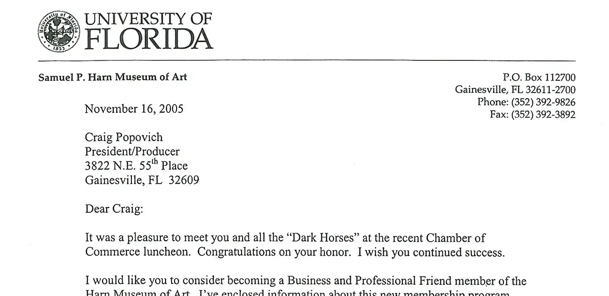 University of Florida Award recognition